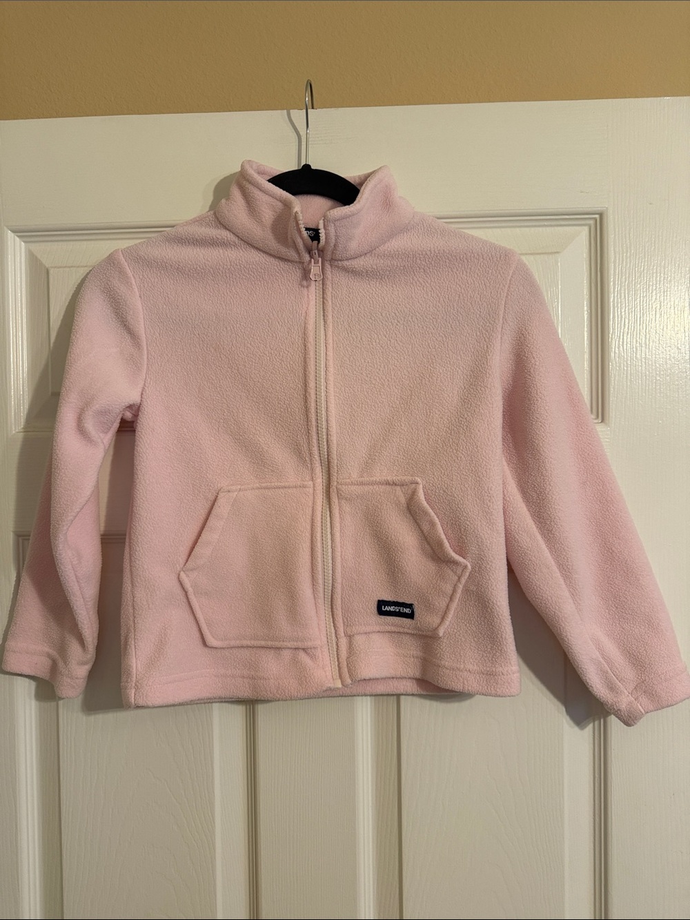 Lands End Pink Sherpa Polar Fleece Zip Front Jacket Girls